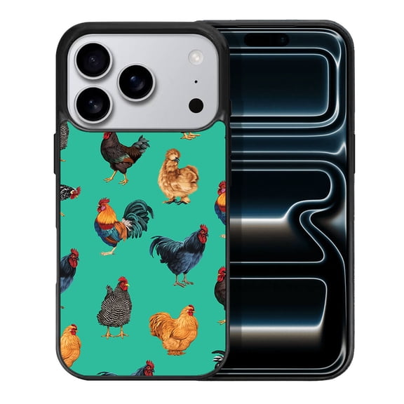WIRESTER Shockproof Soft Rubber Cover Case for Apple iPhone 17 Pro 6.3" 2025, Chicken Pattern