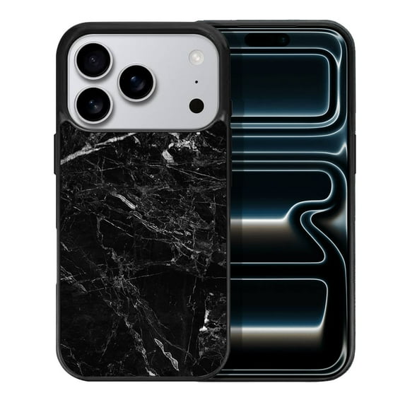 WIRESTER Shockproof Soft Rubber Cover Case for Apple iPhone 17 Pro 6.3" 2025, Cloudy Black Marble