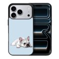 thumbnail image 1 of WIRESTER Shockproof Soft Rubber Cover Case for Apple iPhone 17 Pro 6.3" 2025, French Bulldog Dog Lying Down Looking Up On Pale Aqua Background, 1 of 5