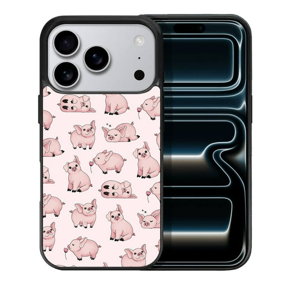 WIRESTER Shockproof Soft Rubber Cover Case for Apple iPhone 17 Pro 6.3" 2025, Pig Funny Playful Postures