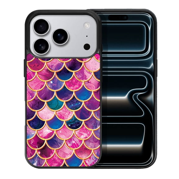 WIRESTER Shockproof Soft Rubber Cover Case for Apple iPhone 17 Pro 6.3" 2025, Pink Mermaid Scales
