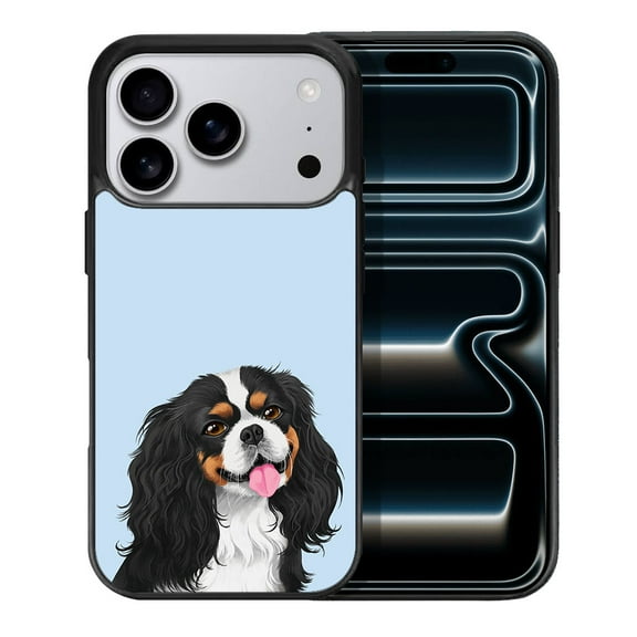 WIRESTER Shockproof Soft Rubber Cover Case for Apple iPhone 17 Pro 6.3" 2025, Tricolor Cavalier King Charles Spaniel Dog On Light Blue Background
