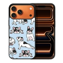 WIRESTER Shockproof Soft Rubber Cover Case for Apple iPhone 17 Pro Max 6.9" 2025, French Bulldog Funny Playful Postures On Light Blue Background