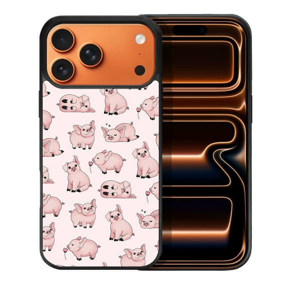WIRESTER Shockproof Soft Rubber Cover Case for Apple iPhone 17 Pro Max 6.9" 2025, Pig Funny Playful Postures