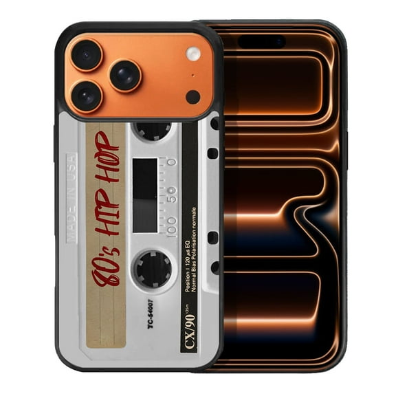 WIRESTER Shockproof Soft Rubber Cover Case for Apple iPhone 17 Pro Max 6.9" 2025, Retro White Cassette Tape Hip Hop