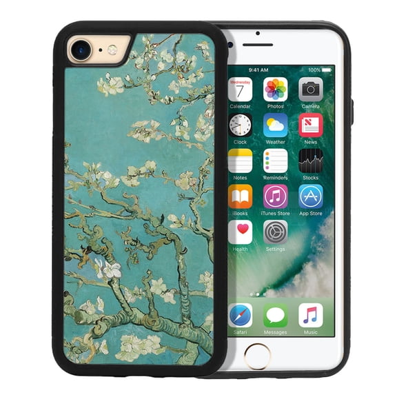 WIRESTER Shockproof Soft Rubber Cover Case for Apple iPhone 7/8 4.7", Almond Blossom Van Gogh