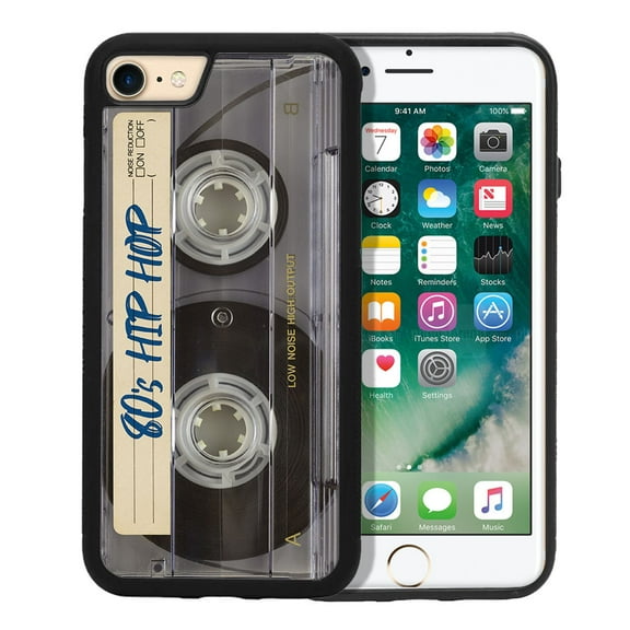 WIRESTER Shockproof Soft Rubber Cover Case for Apple iPhone 7/8 4.7", Retro Clear Cassette Tape Hip Hop