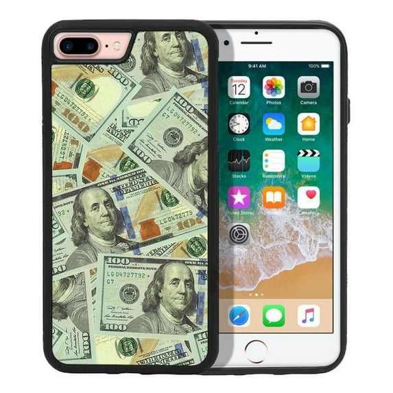 WIRESTER Shockproof Soft Rubber Cover Case for Apple iPhone 7/8 Plus 5.5", Benjamin Franklin Dollar Pattern