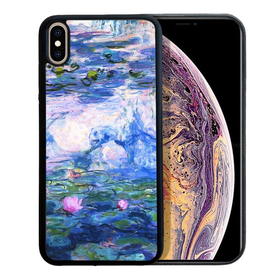 WIRESTER Shockproof Soft Rubber Cover Case for Apple iPhone X, Claude Monet Water Lilies