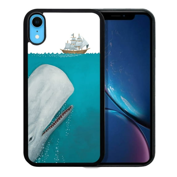 WIRESTER Shockproof Soft Rubber Cover Case for Apple iPhone XR 6.1", White Whale Moby Dick