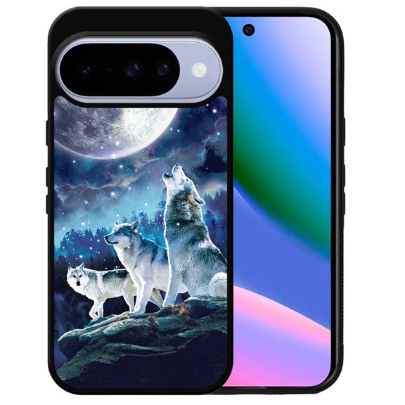 WIRESTER Shockproof Soft Rubber Cover Case for Google Pixel 10 6.3" 2025, Wolf Pack Moon