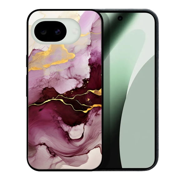 WIRESTER Shockproof Soft Rubber Cover Case for Google Pixel 10a 6.3" 2026, Marble Gold And Purple