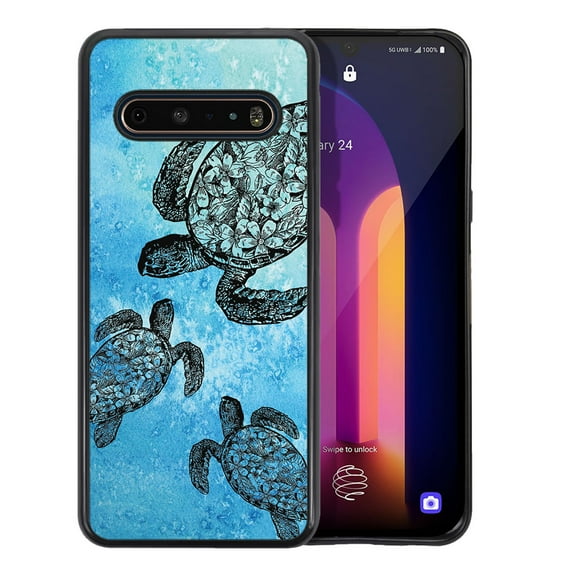 WIRESTER Shockproof Soft Rubber Cover Case for LG V60 ThinQ 6.8", Ocean Sea Turtles