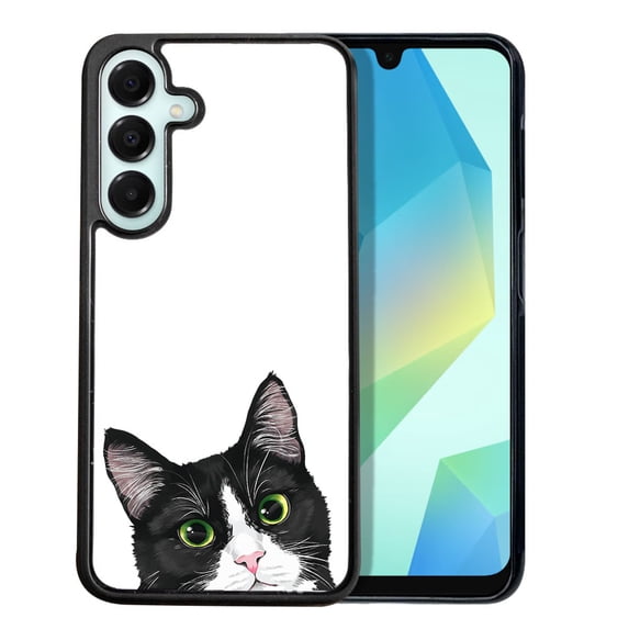 WIRESTER Shockproof Soft Rubber Cover Case for Samsung Galaxy A16 5G 6.7", Animal Black White Tuxedo Cat