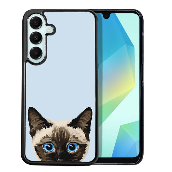 WIRESTER Shockproof Soft Rubber Cover Case for Samsung Galaxy A16 5G 6.7", Animal Siamese Kitten Cat On Pale Aqua Background