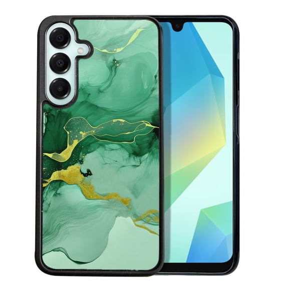 WIRESTER Shockproof Soft Rubber Cover Case for Samsung Galaxy A16 5G 6.7", Marble Gold And Green