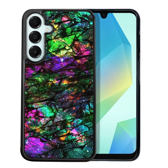 WIRESTER Shockproof Soft Rubber Cover Case for Samsung Galaxy A16 5G 6.7", Purple Green Galaxy Marble