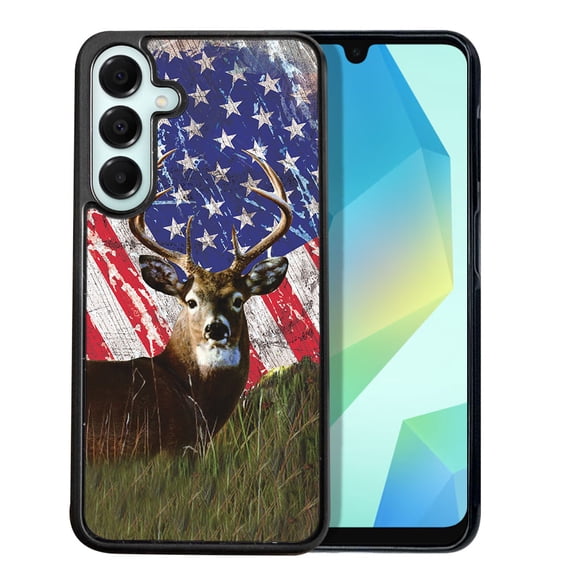 WIRESTER Shockproof Soft Rubber Cover Case for Samsung Galaxy A16 5G 6.7", Vintage American USA Flag Deer
