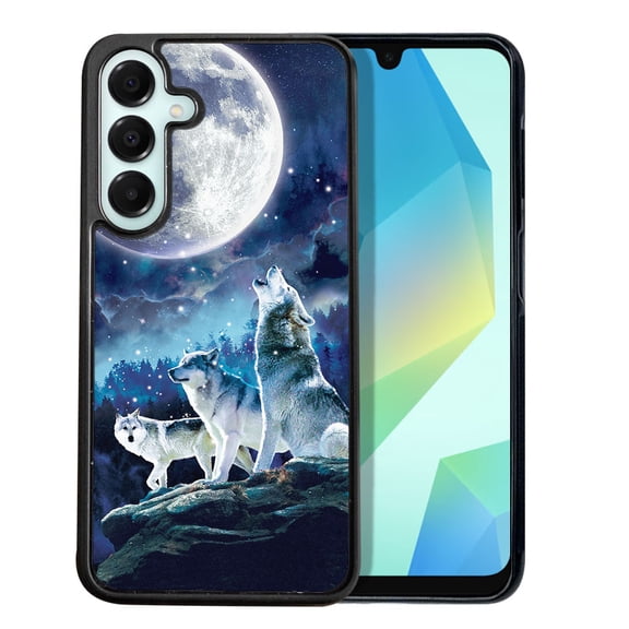 WIRESTER Shockproof Soft Rubber Cover Case for Samsung Galaxy A16 5G 6.7", Wolf Pack Moon