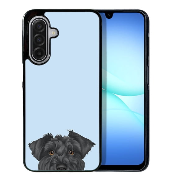 WIRESTER Shockproof Soft Rubber Cover Case for Samsung Galaxy A17 5G 6.7" 2025, Animal Black Miniature Schnauzer Dog On Light Blue Background