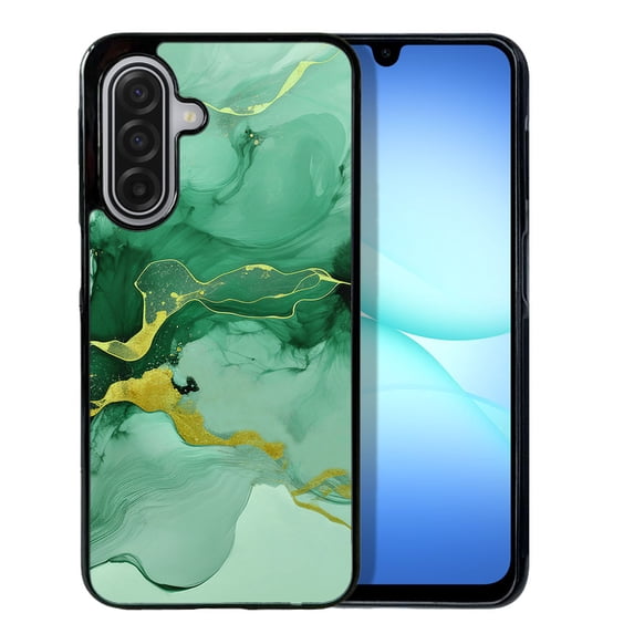 WIRESTER Shockproof Soft Rubber Cover Case for Samsung Galaxy A17 5G 6.7" 2025, Marble Gold And Green