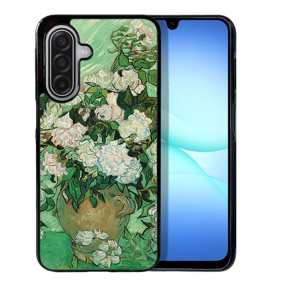 WIRESTER Shockproof Soft Rubber Cover Case for Samsung Galaxy A17 5G 6.7" 2025, Vase With Pink Roses By Vincent Van Gogh