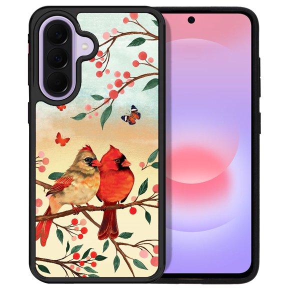 WIRESTER Shockproof Soft Rubber Cover Case for Samsung Galaxy A37 5G 6.7" 2026, Red Cardinal Lovebird