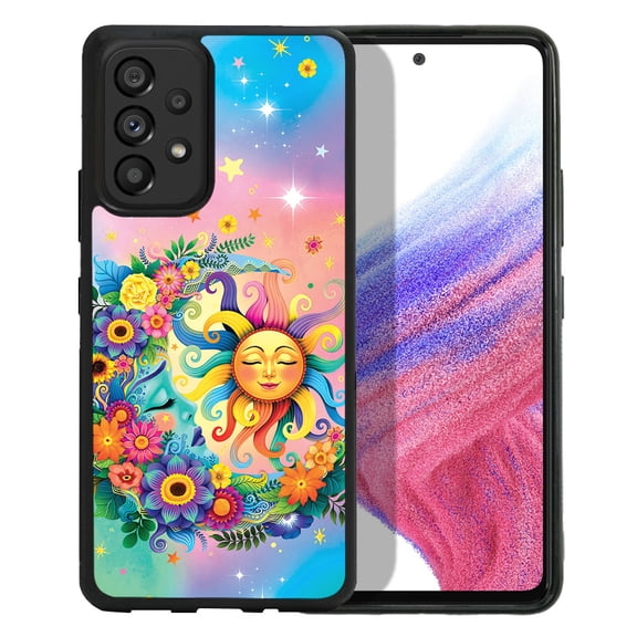 WIRESTER Shockproof Soft Rubber Cover Case for Samsung Galaxy A53 5G 6.5" 2022, Colorful Sad Moon Happy Sun