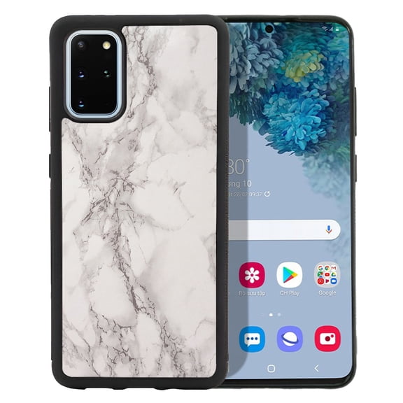 WIRESTER Shockproof Soft Rubber Cover Case for Samsung Galaxy S20+ Plus 6.7" 2020, Cream Stone Marble