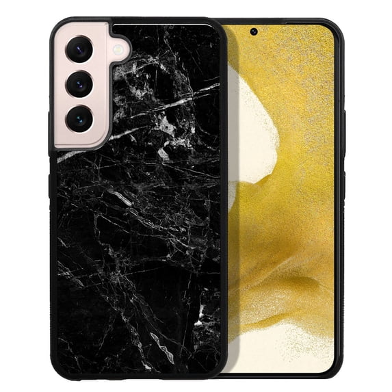 WIRESTER Shockproof Soft Rubber Cover Case for Samsung Galaxy S22+ / S22 Plus 6.5" 2022, Cloudy Black Marble