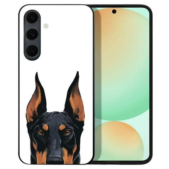 WIRESTER Shockproof Soft Rubber Cover Case for Samsung Galaxy S24 FE 6.7", Animal Black Rust Doberman Pinscher Dog