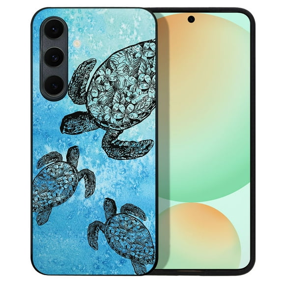 WIRESTER Shockproof Soft Rubber Cover Case for Samsung Galaxy S24 FE 6.7", Animal Ocean Sea Turtles