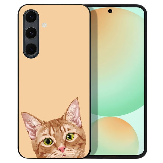 WIRESTER Shockproof Soft Rubber Cover Case for Samsung Galaxy S24 FE 6.7", Animal Orange Tabby Kitten Cat On Sunset Background
