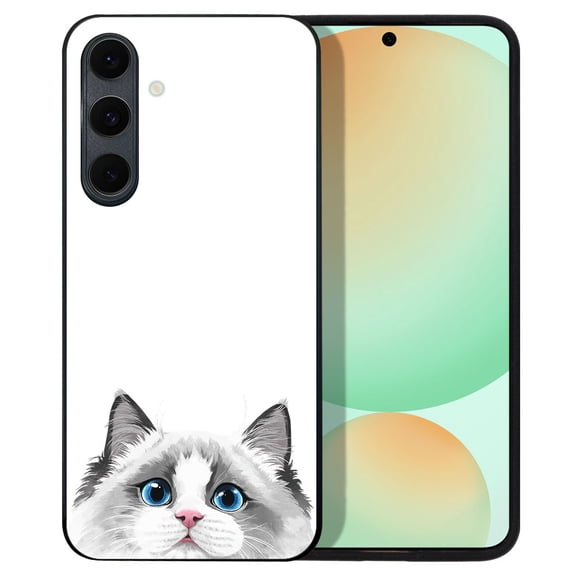 WIRESTER Shockproof Soft Rubber Cover Case for Samsung Galaxy S24 FE 6.7", Animal White Silver Point Ragdoll Cat