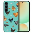 thumbnail image 1 of WIRESTER Shockproof Soft Rubber Cover Case for Samsung Galaxy S24 FE 6.7", Barnyard Chicken Roosters Teal Background, 1 of 5