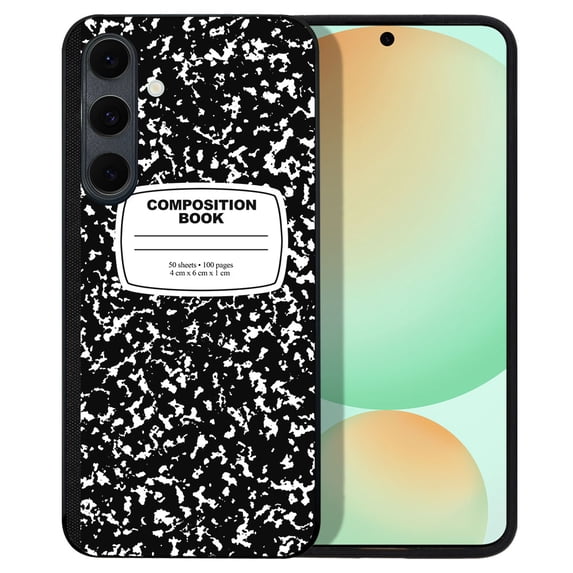WIRESTER Shockproof Soft Rubber Cover Case for Samsung Galaxy S24 FE 6.7", Black Composition Book