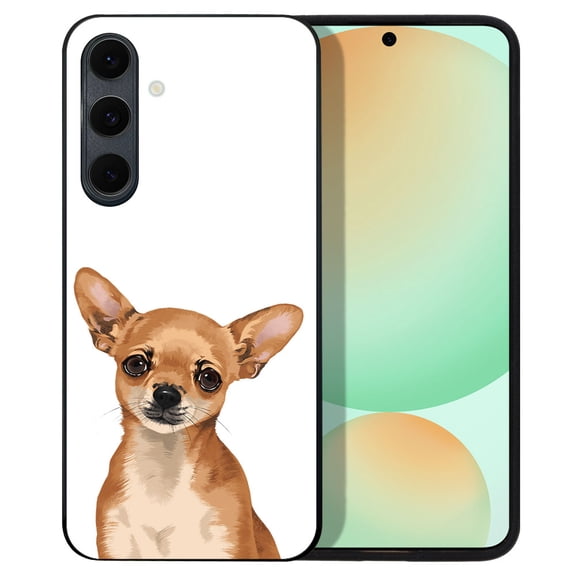 WIRESTER Shockproof Soft Rubber Cover Case for Samsung Galaxy S24 FE 6.7", Fawn Apple Head Chihuahua Dog