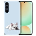 thumbnail image 1 of WIRESTER Shockproof Soft Rubber Cover Case for Samsung Galaxy S24 FE 6.7", French Bulldog Dog Lying Down Looking Up On Pale Aqua Background, 1 of 5