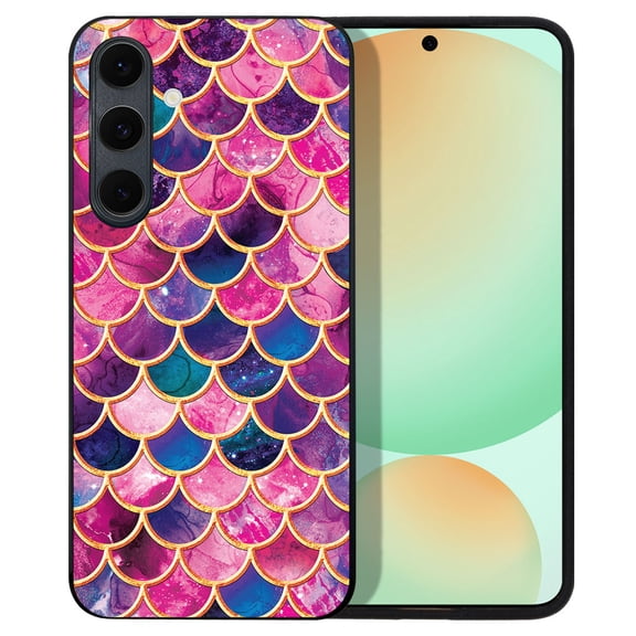 WIRESTER Shockproof Soft Rubber Cover Case for Samsung Galaxy S24 FE 6.7", Pink Mermaid Scales