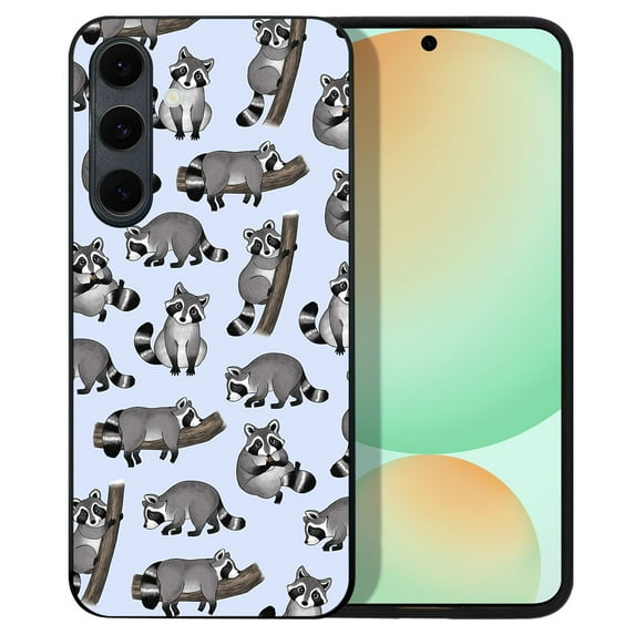 WIRESTER Shockproof Soft Rubber Cover Case for Samsung Galaxy S24 FE 6.7", Raccoon Funny Playful Postures