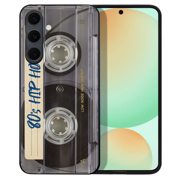 WIRESTER Shockproof Soft Rubber Cover Case for Samsung Galaxy S24 FE 6.7", Retro Clear Cassette Tape Hip Hop