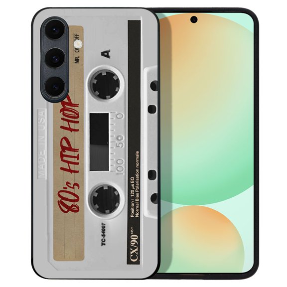 WIRESTER Shockproof Soft Rubber Cover Case for Samsung Galaxy S24 FE 6.7", Retro White Cassette Tape Hip Hop