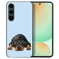 thumbnail image 1 of WIRESTER Shockproof Soft Rubber Cover Case for Samsung Galaxy S24 FE 6.7", Rottweiler Dog Lying Down Looking Up On Light Blue Background, 1 of 5