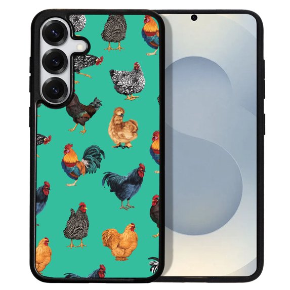 WIRESTER Shockproof Soft Rubber Cover Case for Samsung Galaxy S25 6.2" 2025, Chicken Pattern