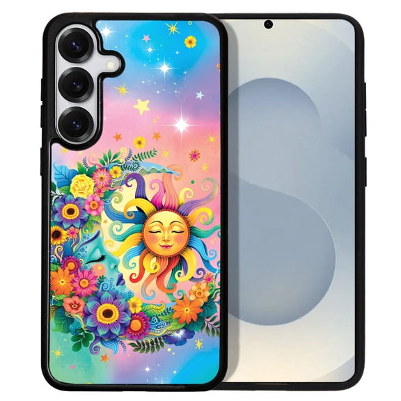 WIRESTER Shockproof Soft Rubber Cover Case for Samsung Galaxy S25 6.2" 2025, Colorful Sad Moon Happy Sun