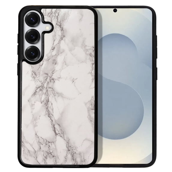 WIRESTER Shockproof Soft Rubber Cover Case for Samsung Galaxy S25 6.2" 2025, Cream Stone Marble