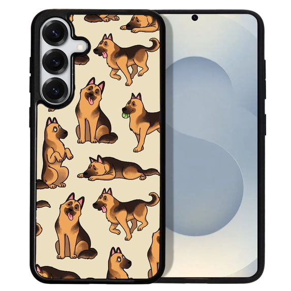 WIRESTER Shockproof Soft Rubber Cover Case for Samsung Galaxy S25 6.2" 2025, German Shepherd Funny Playful Postures
