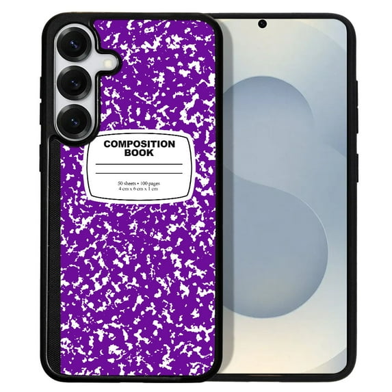 WIRESTER Shockproof Soft Rubber Cover Case for Samsung Galaxy S25 6.2" 2025, Purple Composition Book