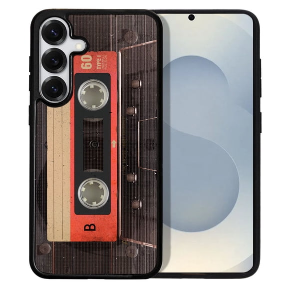 WIRESTER Shockproof Soft Rubber Cover Case for Samsung Galaxy S25 6.2" 2025, Red Vintage Cassette Tape