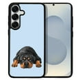 thumbnail image 1 of WIRESTER Shockproof Soft Rubber Cover Case for Samsung Galaxy S25 6.2" 2025, Rottweiler Dog Lying Down Looking Up On Light Blue Background, 1 of 5